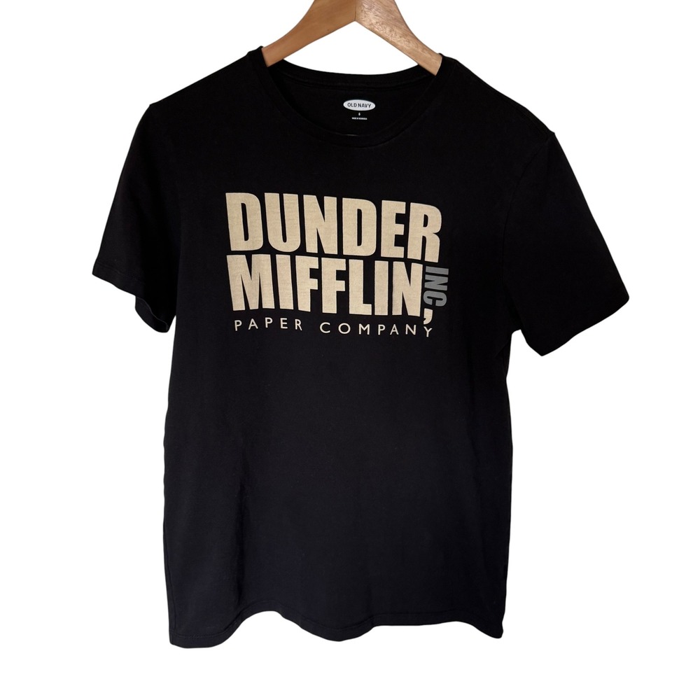 Old Navy Dunder Mifflin T-Shirt Women Small Black Excellent‎ The Office Graphic